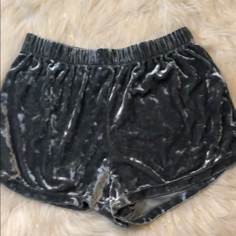 Green velvet shorts